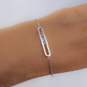 Bracelet argenté 3 zircons
