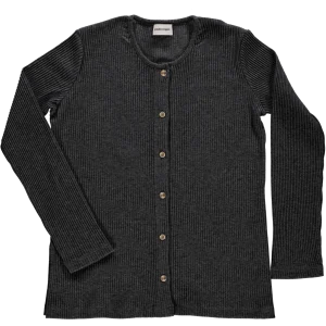 CARDIGAN SOUCI CÔTELÉ Anthracite