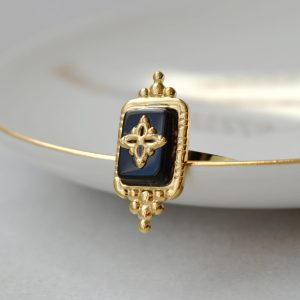 Bague Sarama – bague baroque ajustable acier inoxydable pierre fine