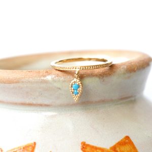 Bague ASSIA – Bague indienne Bindi goutte plaqué or strass turquoise