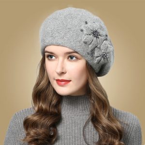 Béret Laine Fleurs et Perles