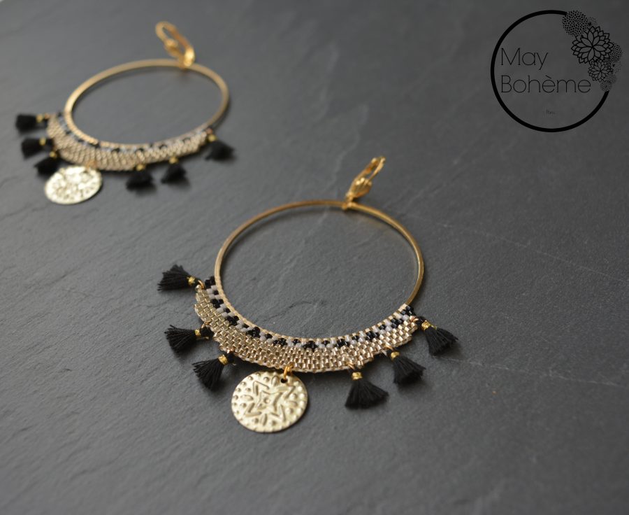 BOUCLES D’OREILLES  Créoles tissées or – Image 3