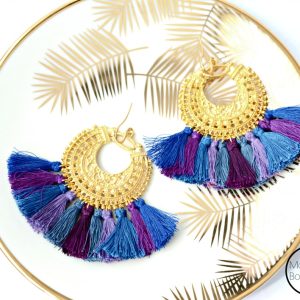 BOUCLES D’OREILLES MAHARADJAH – Créoles ethniques pompons
