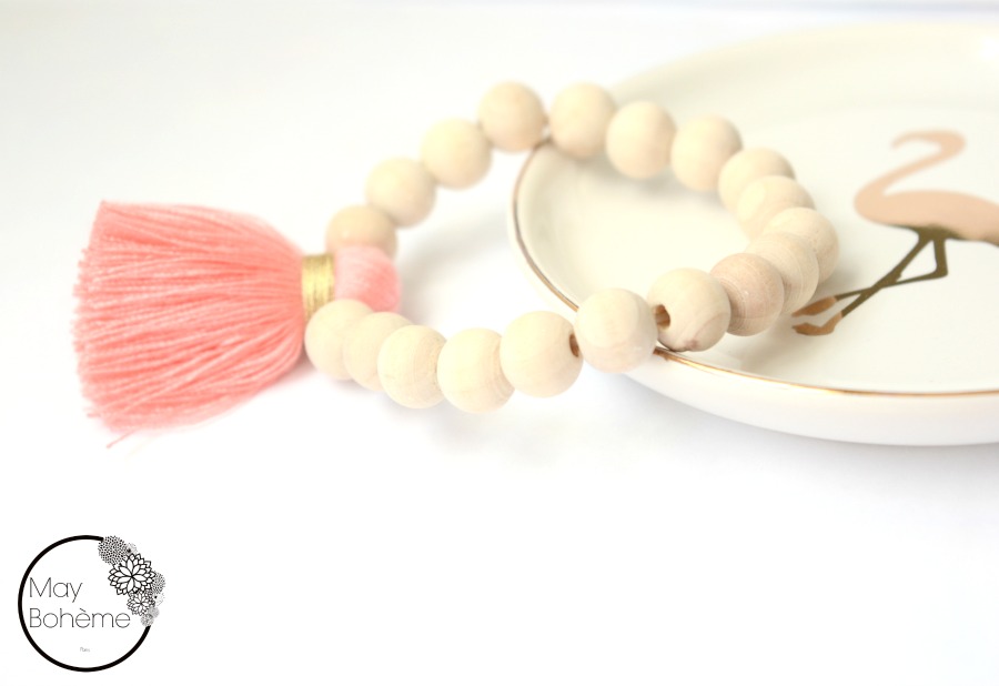 Bracelet Slimply Natural Wood – Bois naturel, pompon – Image 7
