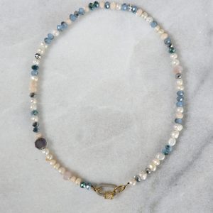 Collier PearlBlue – Collier perles eau douce et perles facettées