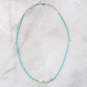 Collier So Shelly – Collier lien coulissant perle eau douce tube