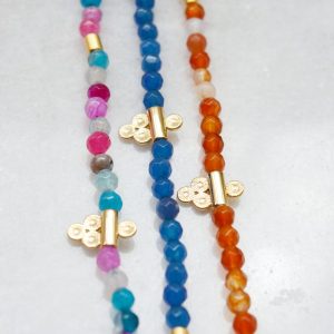 Collier Sweet Saly – Collier en pierres fines pendentif ethnique 4 points plaqué or