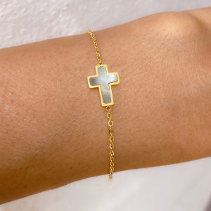 Bracelet croix nacré