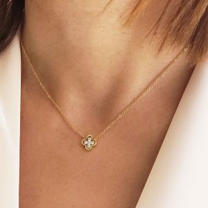 Collier Trèfle zircons